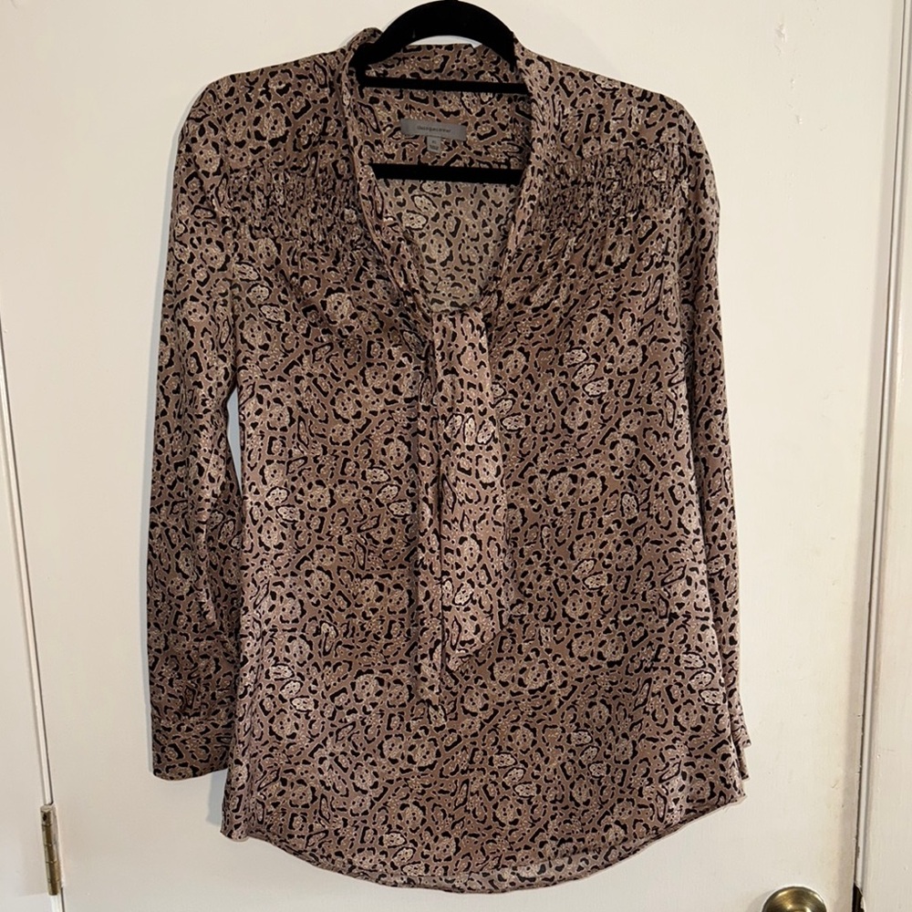 Classiques Entier Brown and White Tie Front Blouse